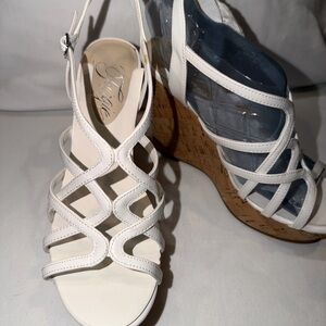 FERGIE WEDGES White Strappy Wedge Sandals size 7.5